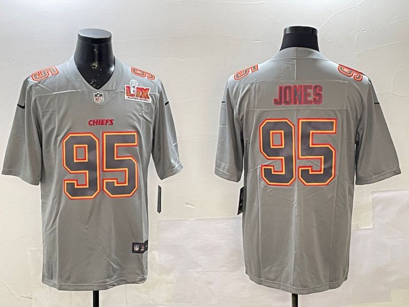 Men Kansas City Chiefs #95 Jones Grey 2025 Nike Vapor Limited NFL Jersey style 2102